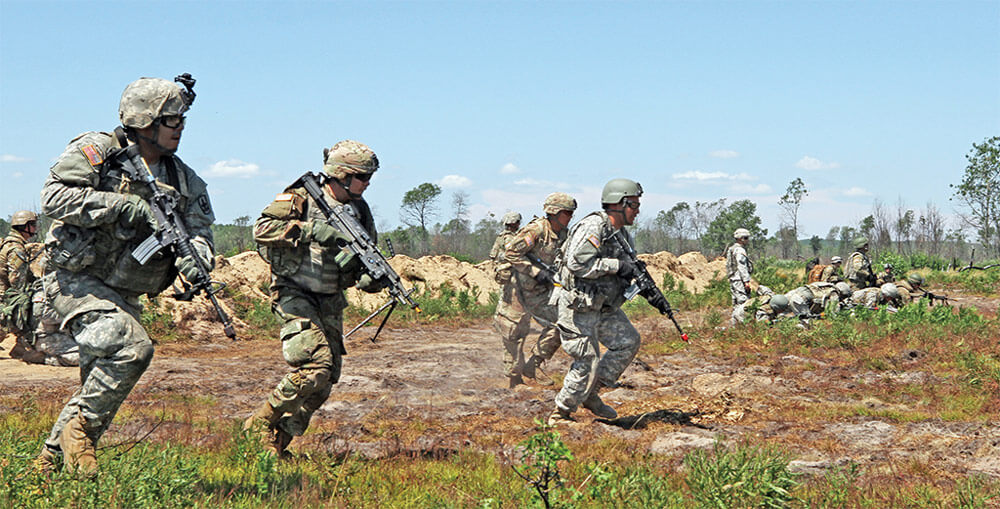 Infantry Soldiers from Bravo Company, 1st Battalion, 158th Infantry Regiment, Arizona National Guard.