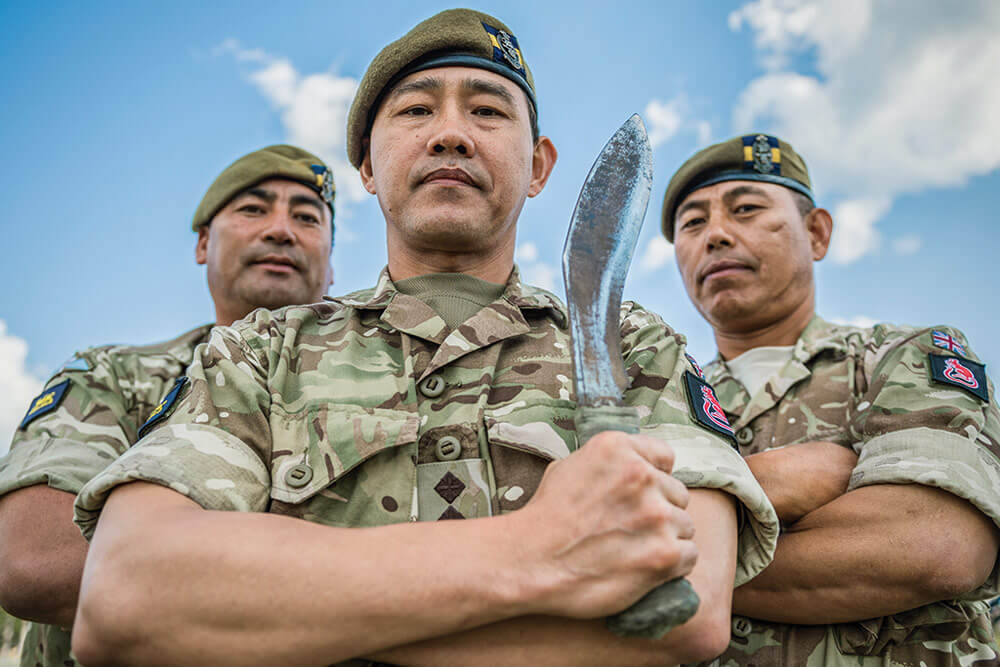 Left to right: Sgt. Sanjay Ghale, Capt. Jogendrasing Limbu, Warrant Officer 2 Chhabindra Limbu of 3rd Battalion of the Princess of Wales’ Royal Regiment (3 PWRR) - “The Tigers.”