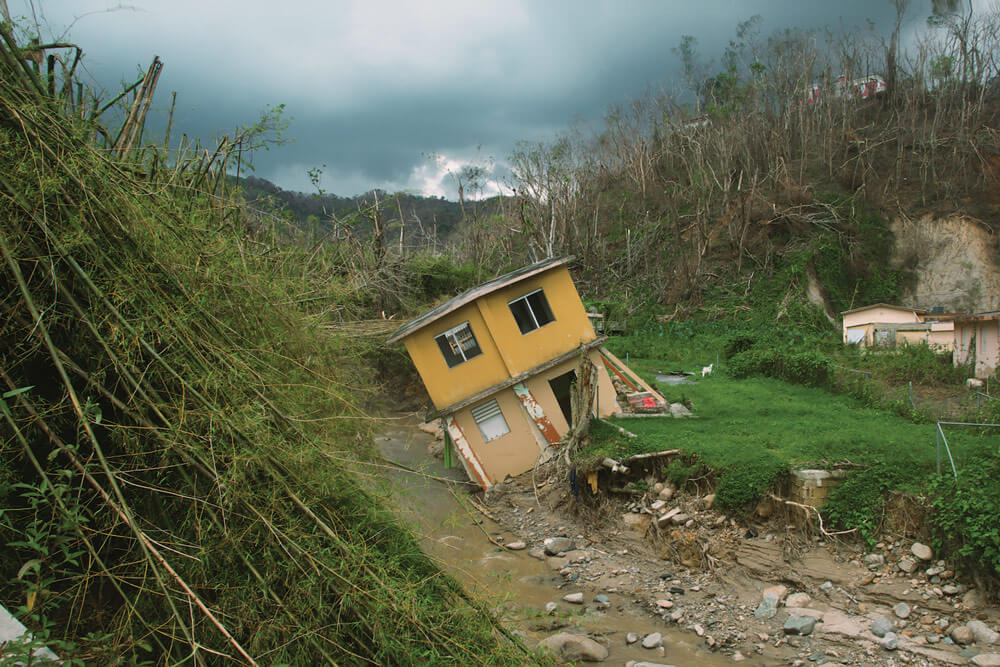 Rising water levels from Hurricane Maria destroyed this home in Jayuya, Puerto Rico, Oct. 9, 2017.