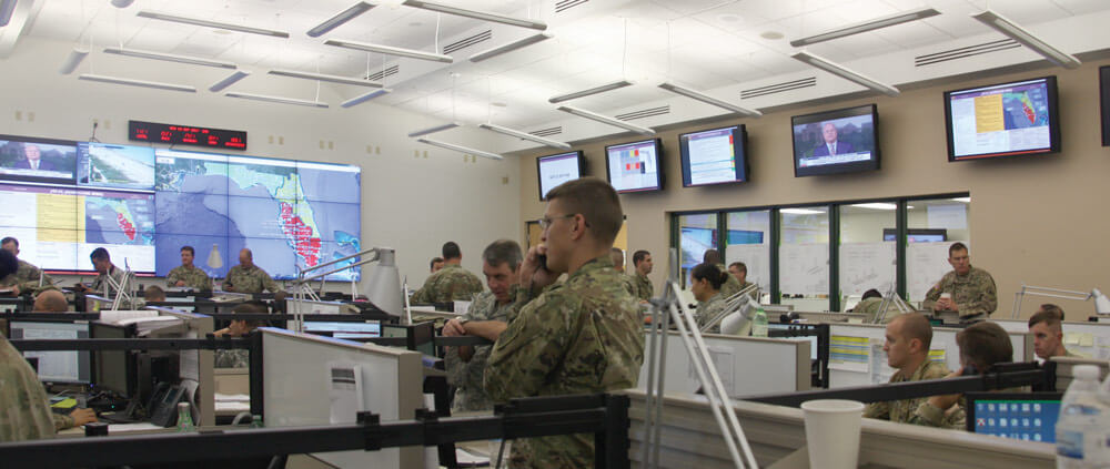 Joint Operations Center at Camp Blanding, Fla.