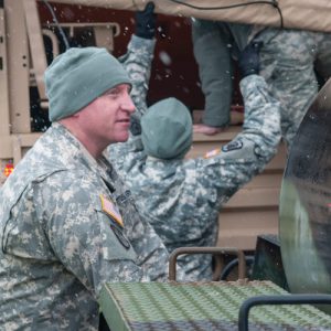 SFC Justin Juliot of the Nevada National Guard’s 422nd Expeditionary Support Battalion, unhitches a 400-gallon water buffalo to provide water for the town of Sutcliffe on Pyramid Lake Tribal land.