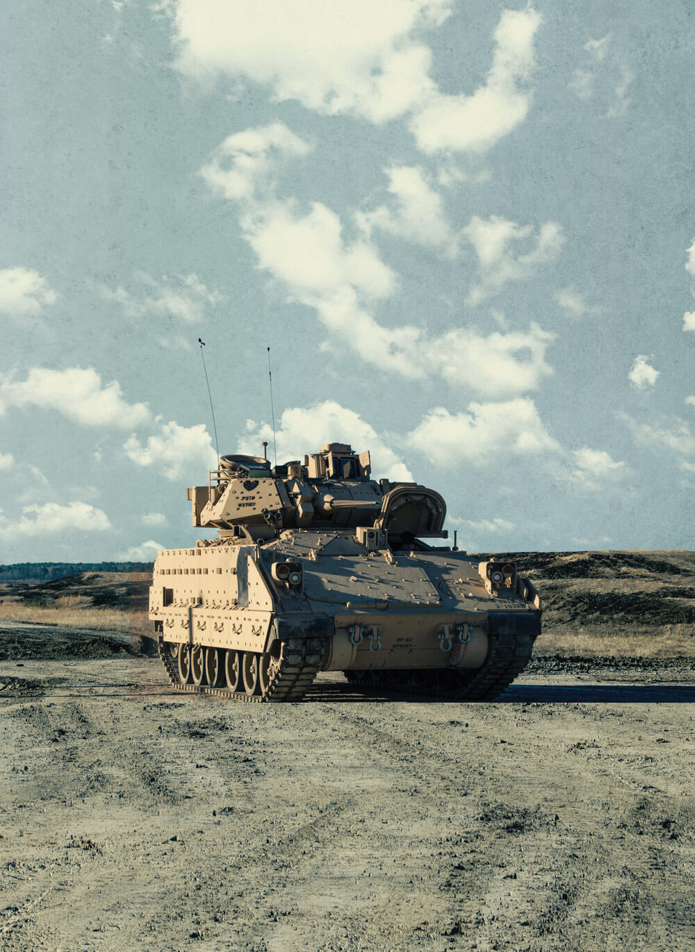 Soldiers of the 4th Squadron, 278th Armored Cavalry Regiment, return from a dry fire run using a Bradley Fighting Vehicle during qualifications at Fort Pickett, Va.