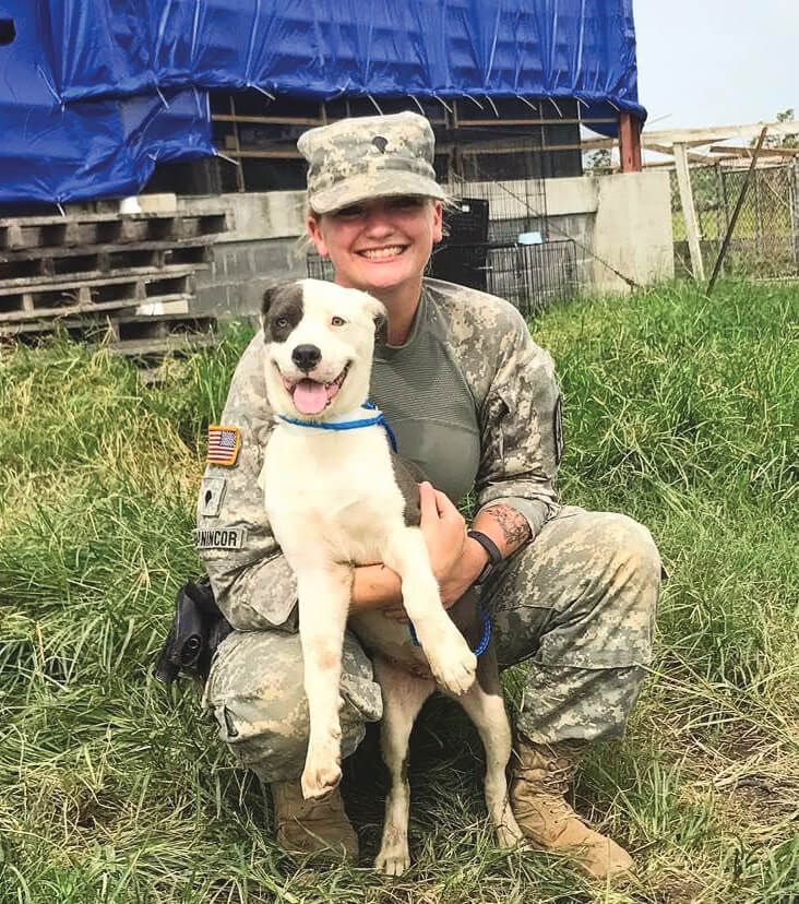 New York Army National Guard SPC Stefanie DeManincor with newly adopted Ava. Photo courtesy ASPCA and SPC Stefanie DeManincor