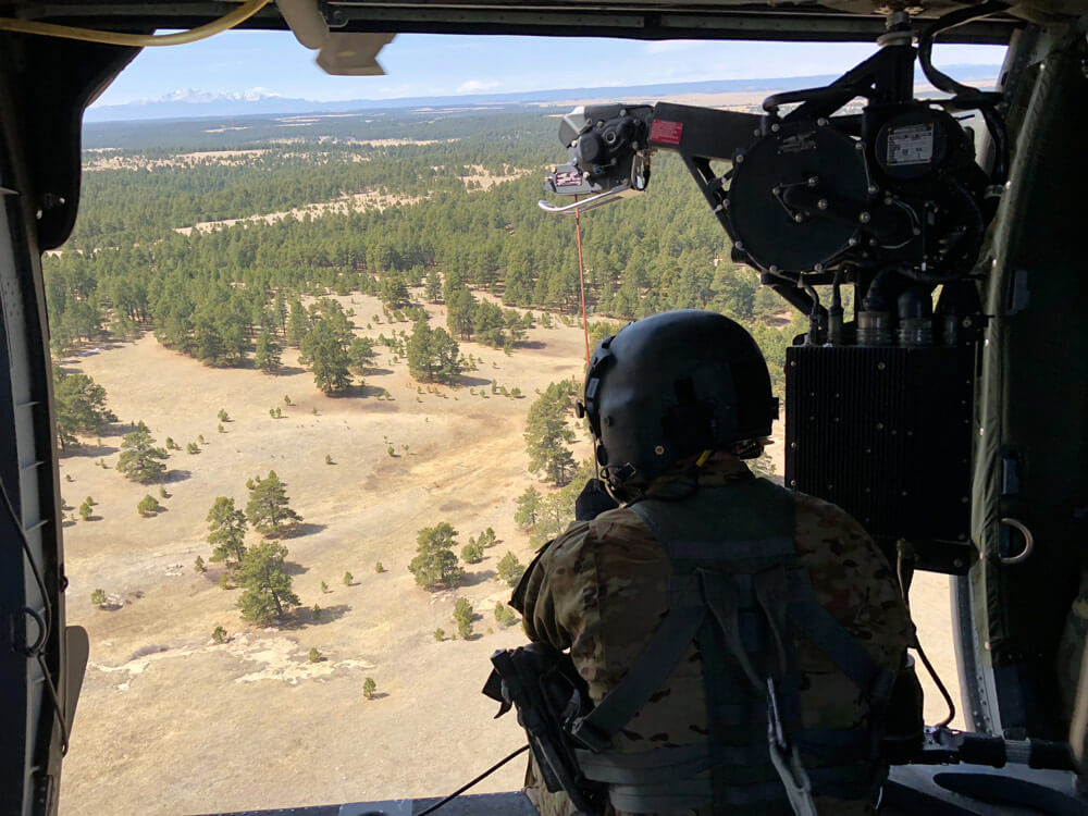 A Colorado Army National Guard Soldier performs hoist training during Alpine Guard 2018. Colorado National Guard photo by SSG Ben Kimball