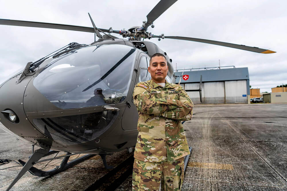 CPT Kevin King, UH-72 Lakota helicopter pilot and member of the Lakota Native American tribe.