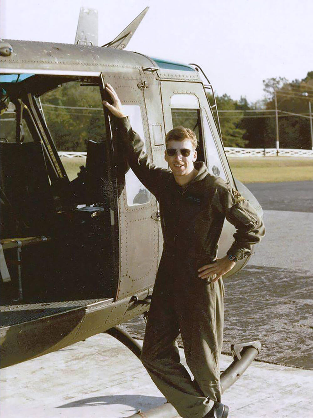 Then-1LT Albert Thiem shown Fall of 1998 during flight school at Ft. Rucker, Ala., after completing his first solo flight in a UH-1 Huey. Photo courtesy CW3 Albert Thiem