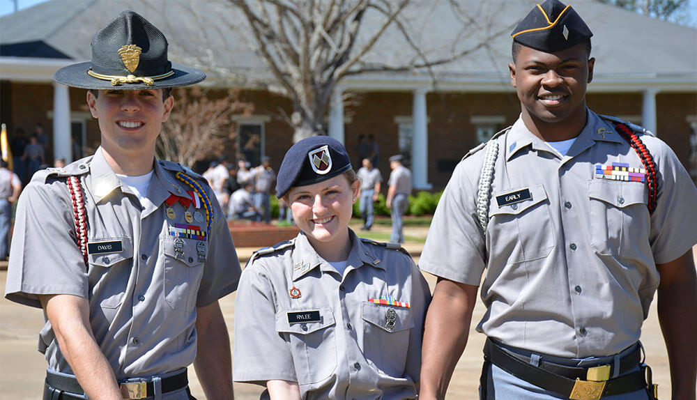 Cadets from the Marion Military Institute in Marion, Ala., pose for a photo on the school campus. Photo courtesy Marion Military Institute