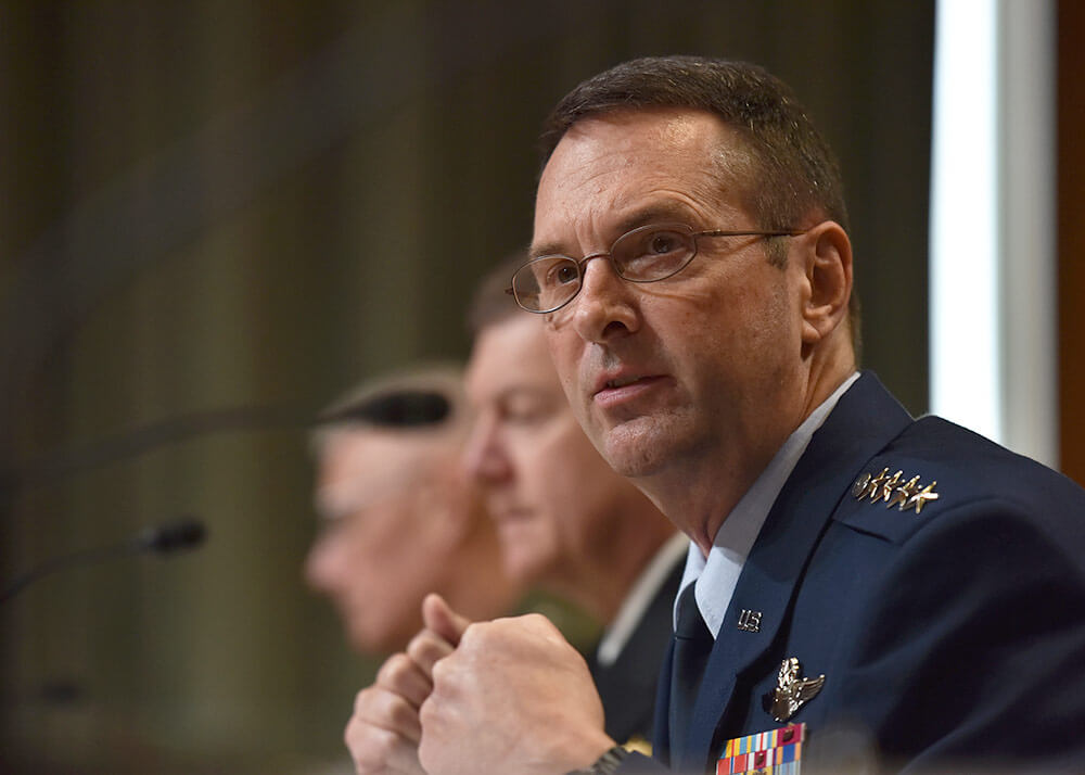 Gen Joseph Lengyel, chief of the National Guard Bureau, testifies at a hearing to review the 2019 Budget Request for the National Guard and Reserve forces before the Senate Appropriations Committee Subcommittee on Defense, in Washington, D.C., April 2018. U.S. Army National Guard photo by SSG Michelle Gonzalez